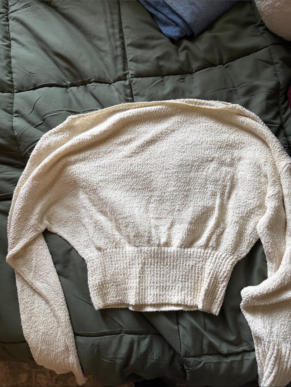 Garage Cream Off-the-Shoulder Textured Sweater